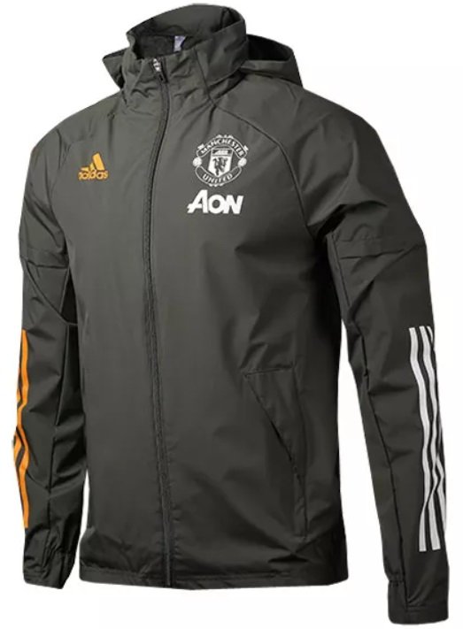 Jaqueta corta vento oficial Adidas Manchester United 2020 2021 Preta